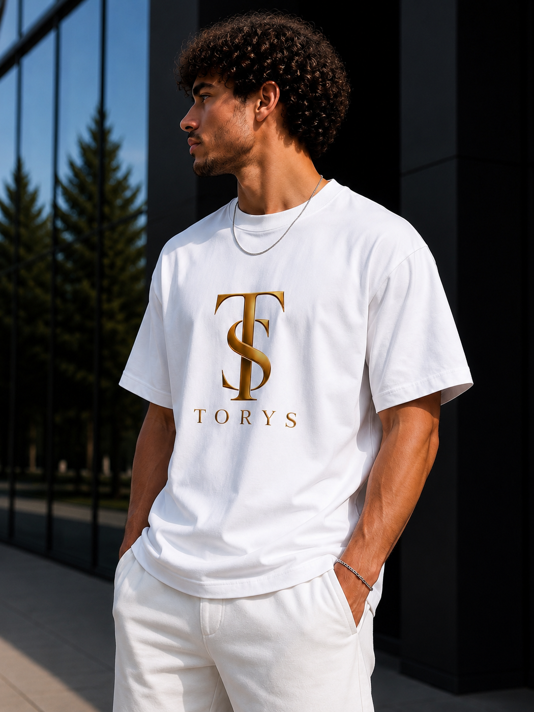 TORYS Monogram Gold – T-shirt Blanc Premium