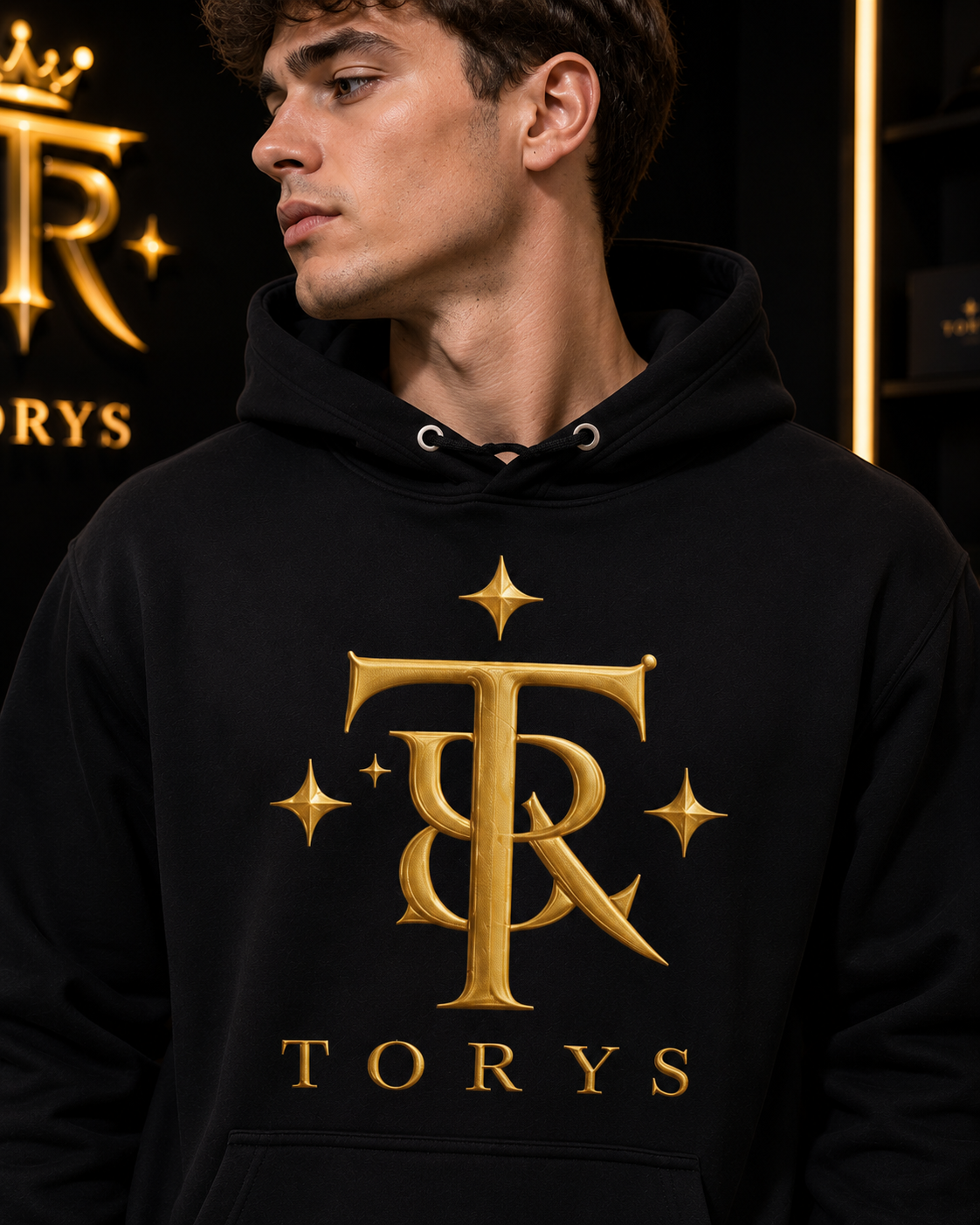 Hoodie Gold Logo Noir