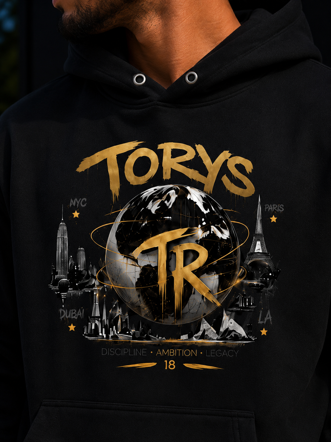 Hoodie Noir TORYS T. Gold World Edition
